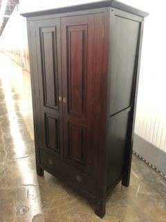 ARMOIRE / CABINET , TWO DOOR, DRAW BRASS HANDLES