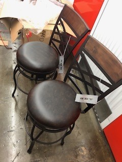 STOOL COUNTER HIGH SWIVEL Cherry Finish , METAL AND WOOD