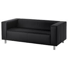 SOFA LOVESEAT , BLACK LEATHER