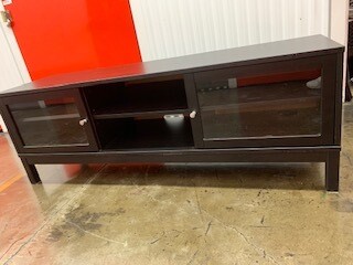 TV STAND WOOD ,DARK OAK COLOR, SLIDING DOOR