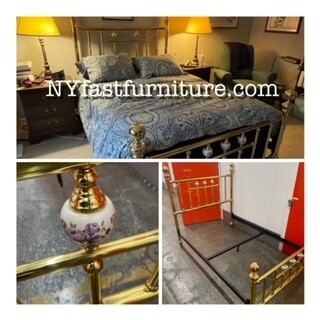 BED FRAME, GENUINE BRASS, CLASSIC, on wheels, FLOOR SAMPLE