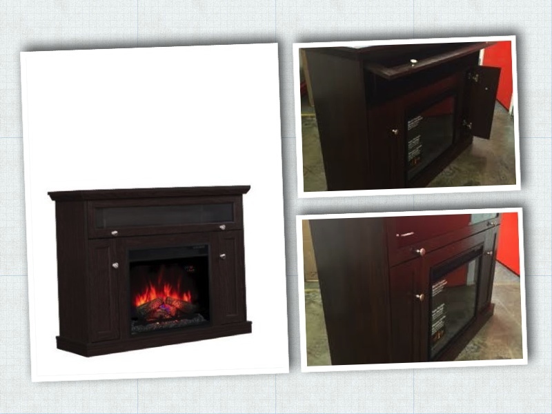 TV Stand with 23&quot; Electric Fireplace, Oak Espresso
