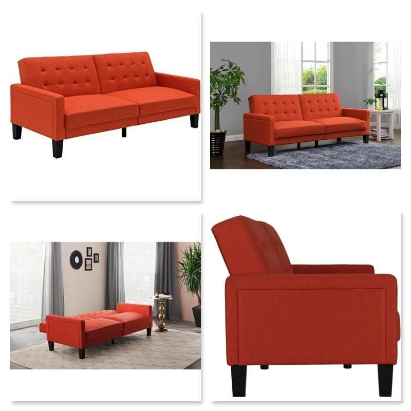 Paris Futon/bed with Independently Encased Coils, Coral Linen