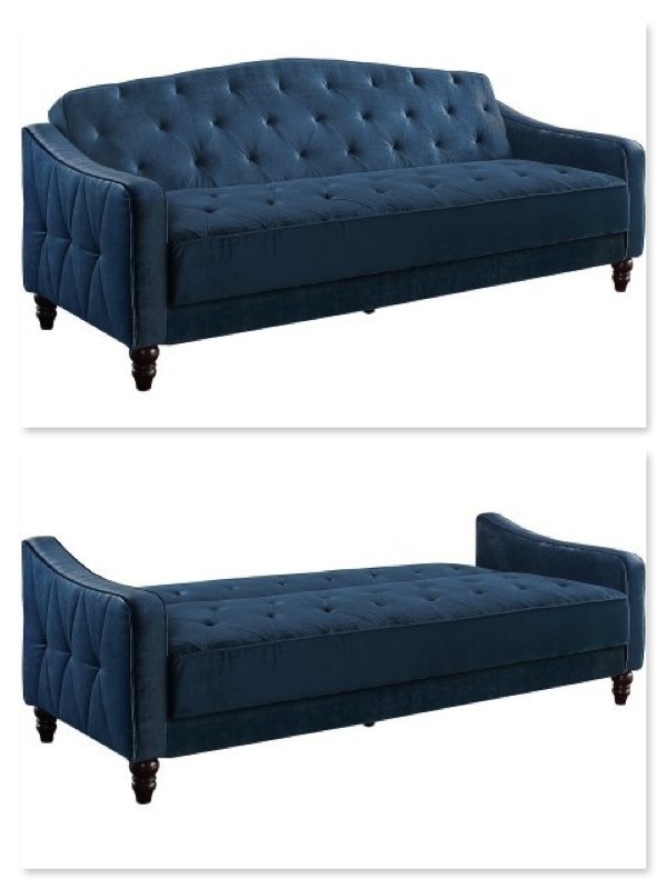 Novogratz Vintage Tufted Sofa Sleeper NAVY