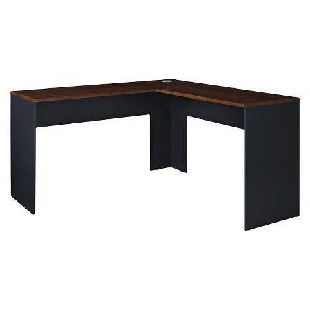 L-Shaped Desk, CHERRY / BLACK