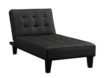 Chaise Lounge BLACK LEATHER