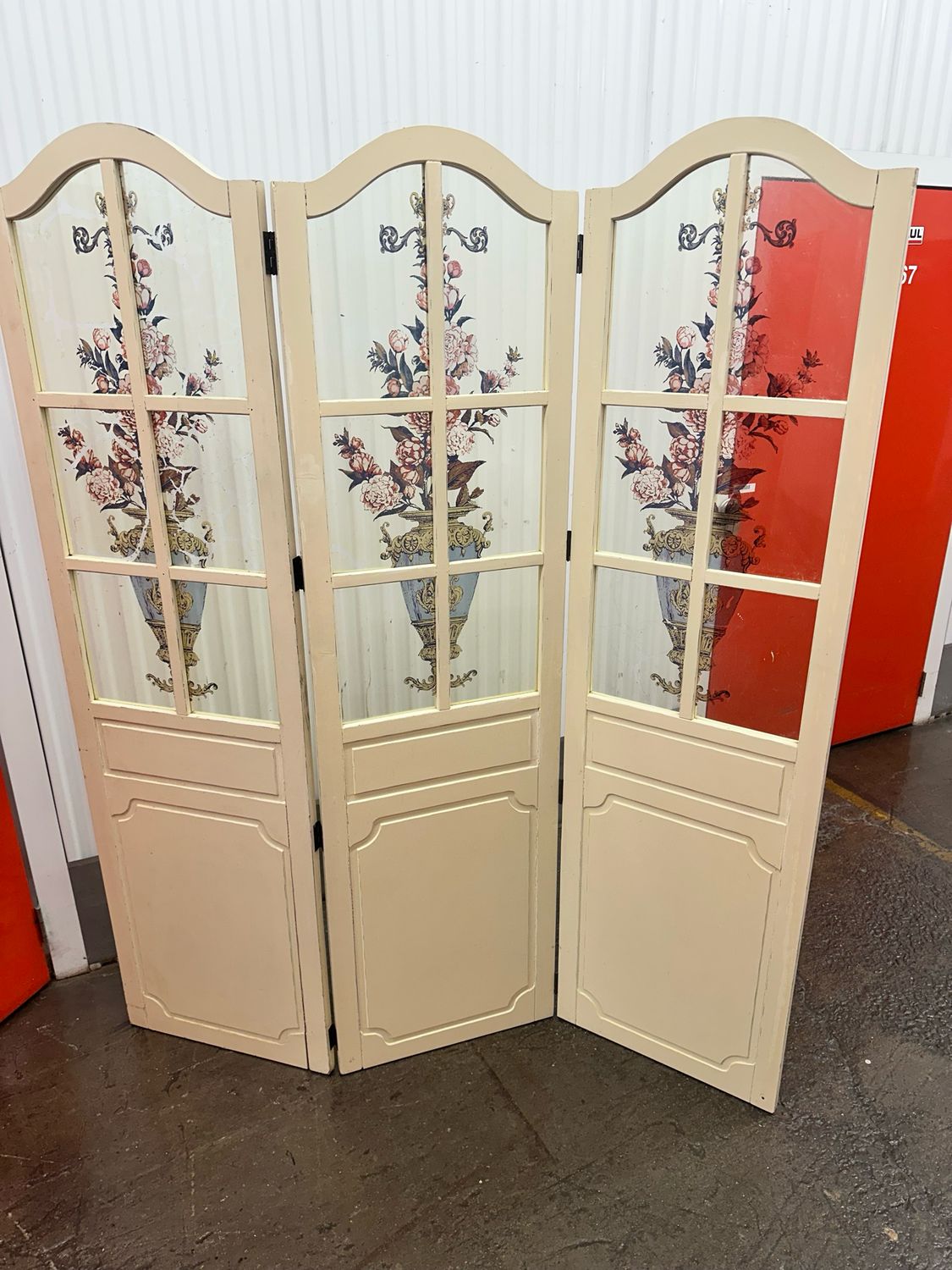 ROOM DIVIDER SOLID WOOD, Real Glass