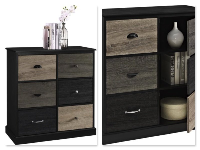 6 Door Storage Cabinet with Multicolored Door Fronts,