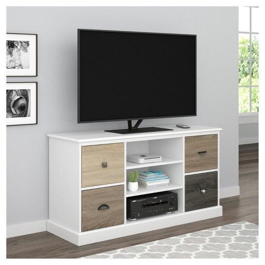 50&quot; TV Console - White with Multicolored Door Fronts