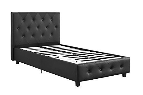 LEATHER BED FRAME, TWIN,