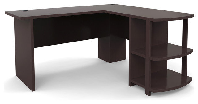 COMPUTER TABLE L SHAPED , DARK BROWN