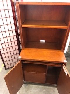 SOLID WOOD COMPUTER TABLE WITH SHELVES