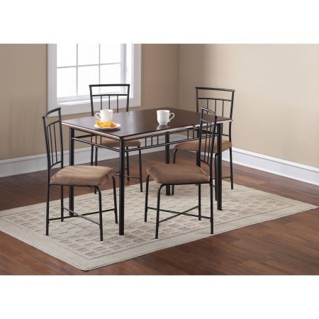 5 Piece Dining Set Wood Metal Table and 4 Chairs