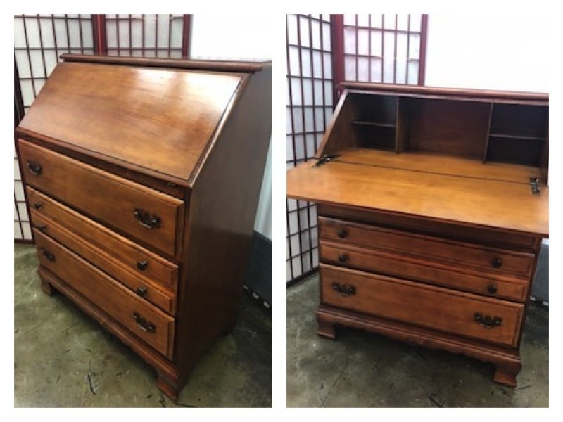 Secretary Desk with 3 Drawers,SOLID WOOD