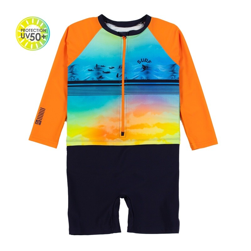 Orange Long Sleeves UV Swimsuit 3y