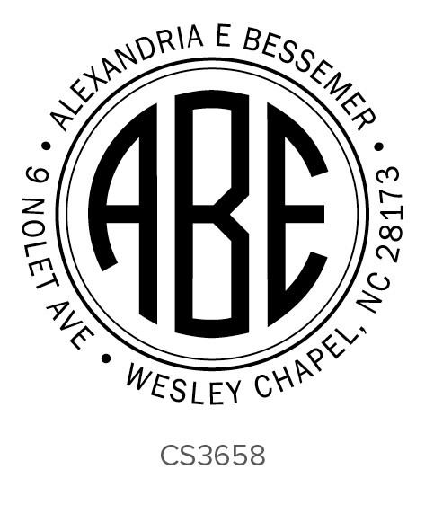 Circle Monogram Self Inking Stamp - Address