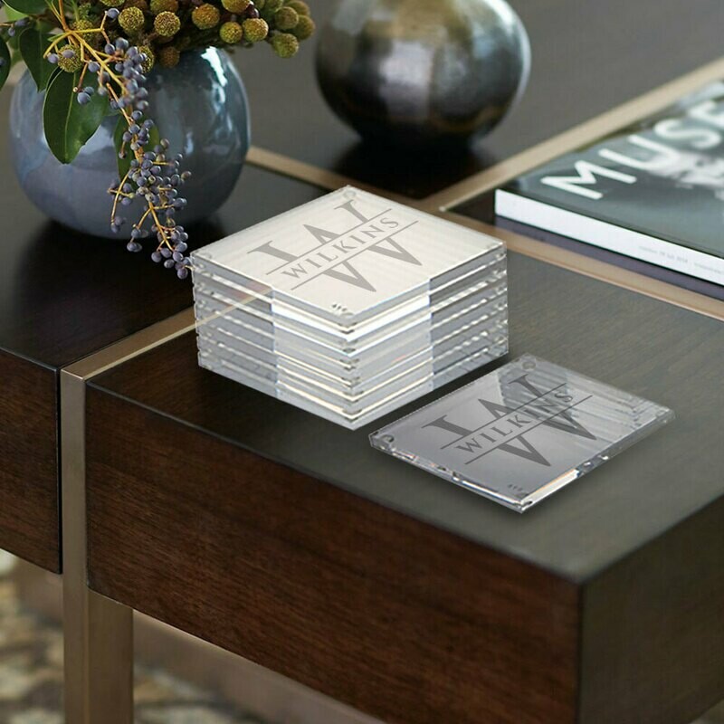 Frosted Engraved Custom Coaster Set - Chelsea Collection