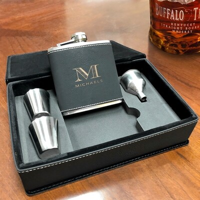 Custom Engraved Flask Gift Set