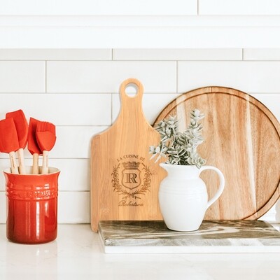 Elegant Engraved Bamboo Paddle Cutting Board