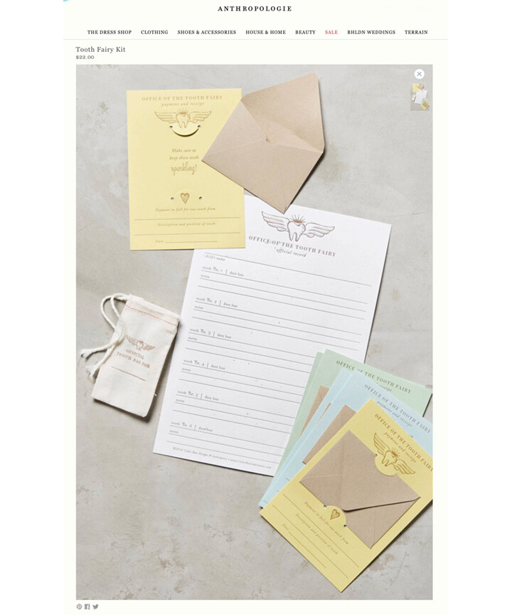 Tooth Fairy Kit! letterpress official record of child’s tooth loss- 6 payment/receipt cards and more - never forget tooth fairy again