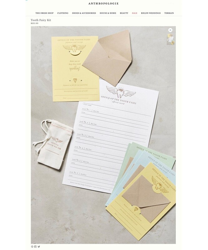 Tooth Fairy Kit! letterpress official record of child’s tooth loss- 6 payment/receipt cards and more - never forget tooth fairy again