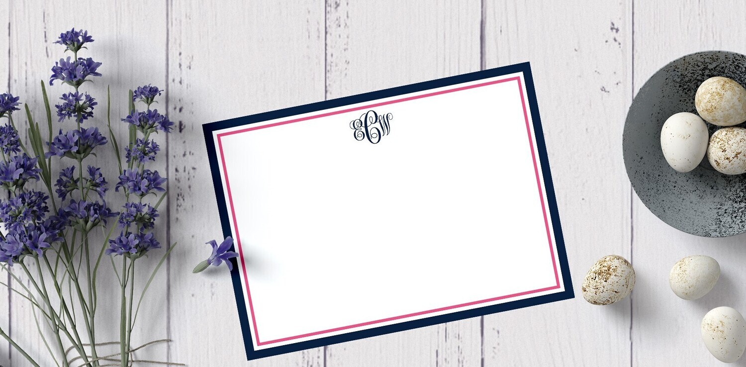 Elegant Double Border Monogram Note cards A2
