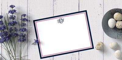 Elegant Double Border Monogram Note cards A2