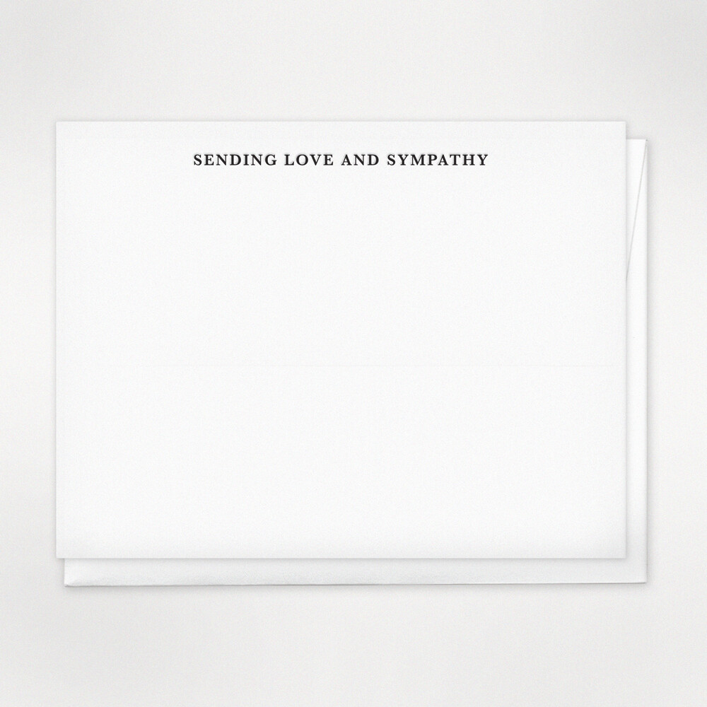 Image of Letterpress flat note that says: Sending Love and Sympathy