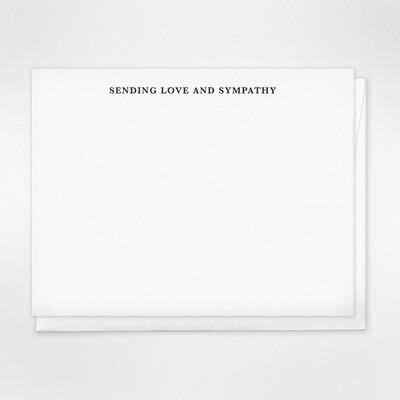 Image of Letterpress flat note that says: Sending Love and Sympathy