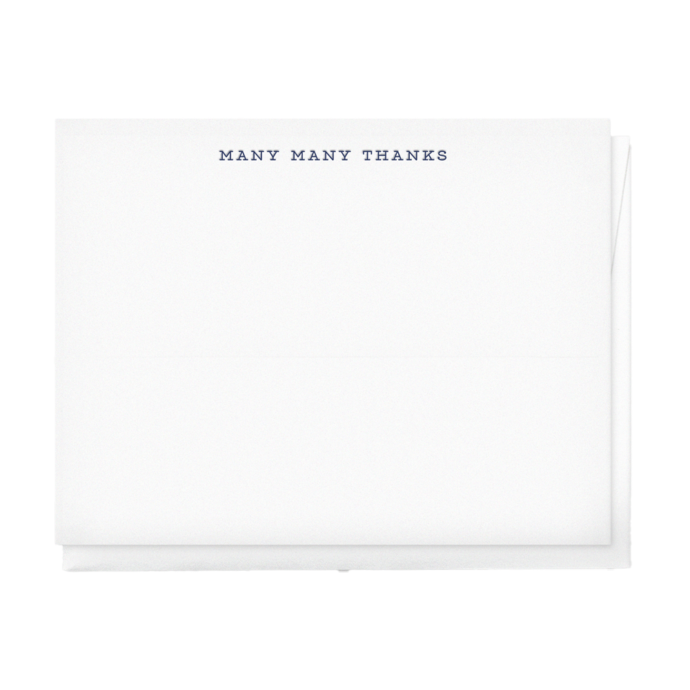 Image of a Box-of-elegant-letterpress-stationery-thank-you-many-many-thanks