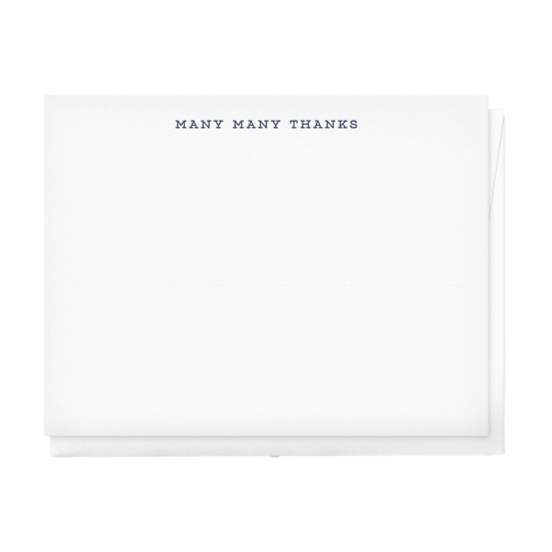 Image of a Box-of-elegant-letterpress-stationery-thank-you-many-many-thanks