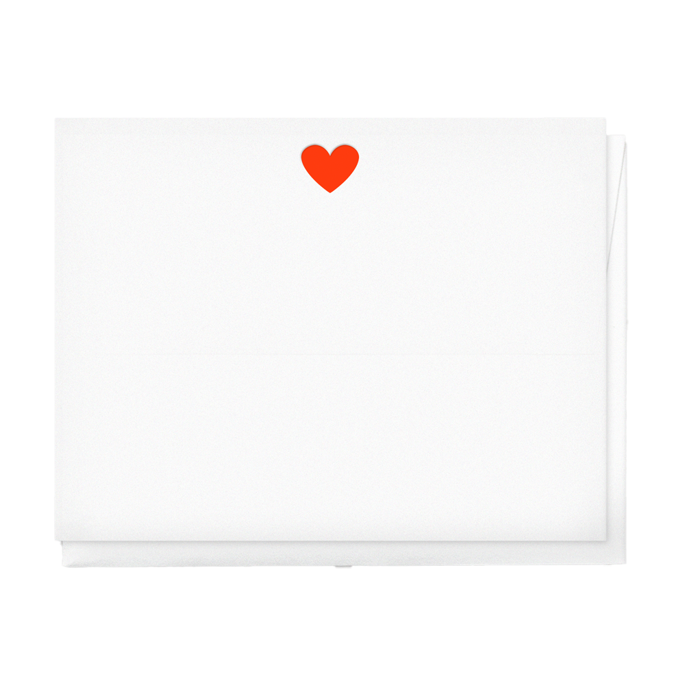 Image of a Box-of-elegant-letterpress-stationery-neon-red-heart