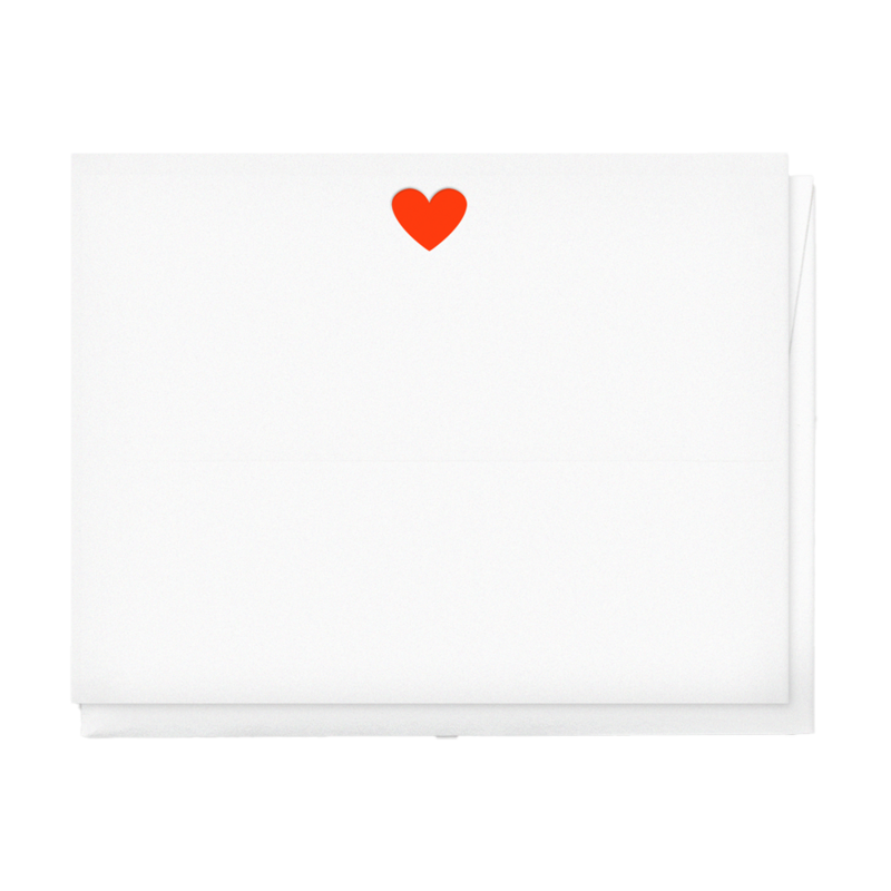 Image of a Box-of-elegant-letterpress-stationery-neon-red-heart