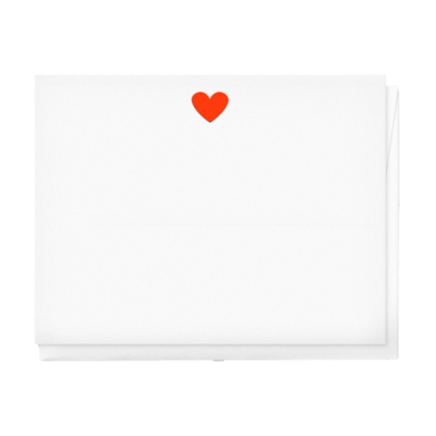 Image of a Box-of-elegant-letterpress-stationery-neon-red-heart