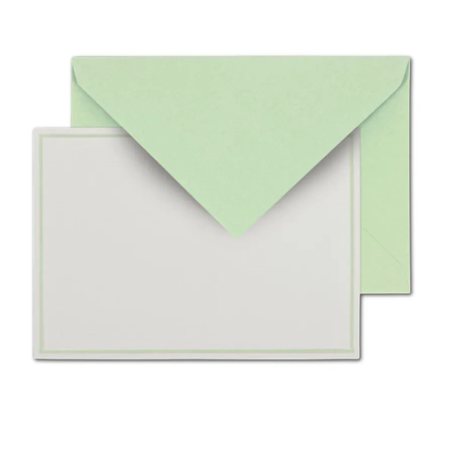 Luxurious, French Bordered Everyday Correspondence Set | Pistachio Flat Notes