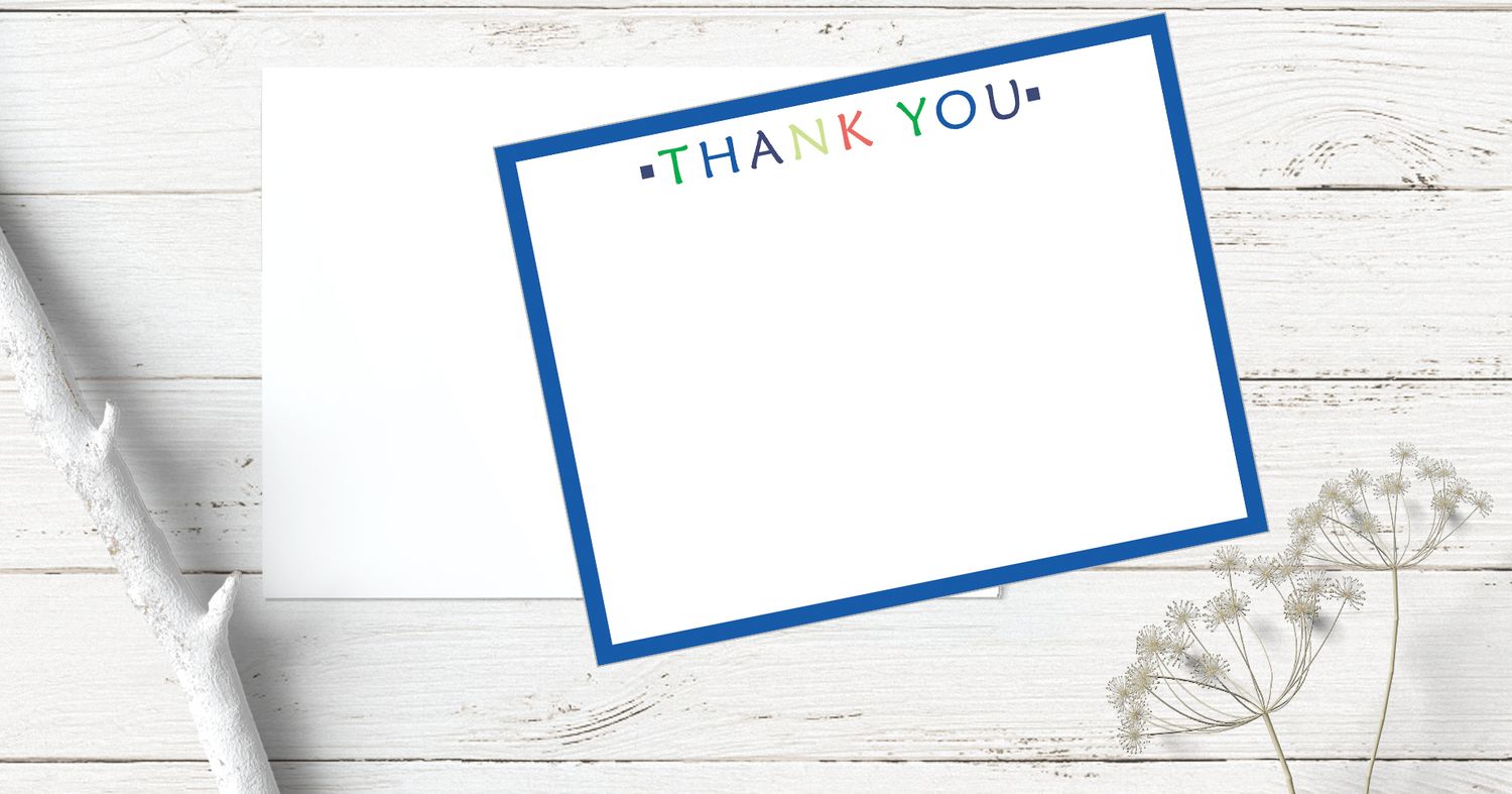 Thank You Note Card with Color Block  | Flat Note Cards