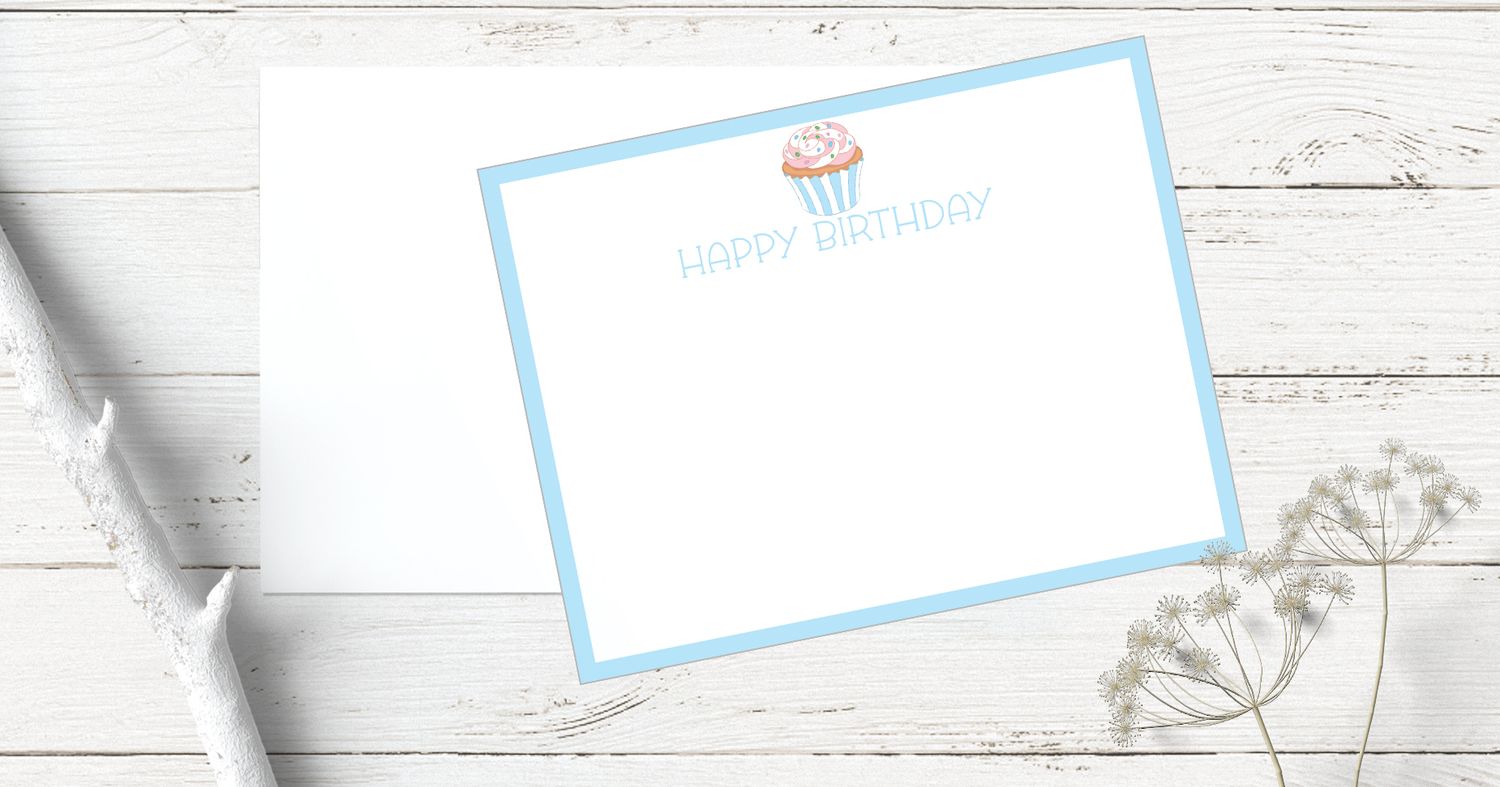 Happy Birthday Cupcake | Flat Note Cards