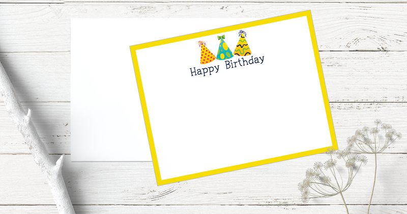 Happy Birthday Card | Birthday Hats Flat Note