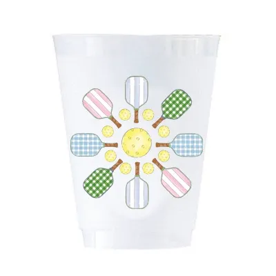 Pickleball Flower Frost Flex Shatterproof Cups | Set of 8 | 16 oz