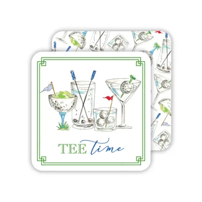Hand Painted Golf Time Cocktails | Square Coasters