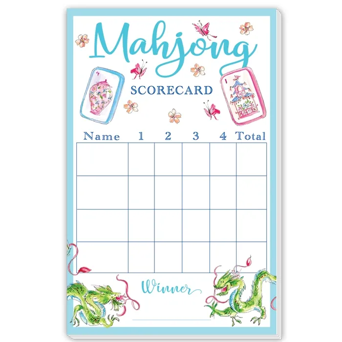 Mahjong Scorecard Butterflies Dragons | Large Notepad