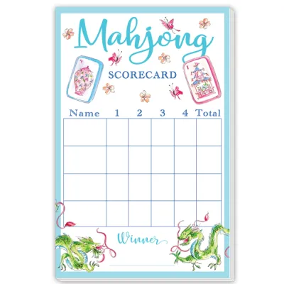 Mahjong Scorecard Butterflies Dragons | Large Notepad