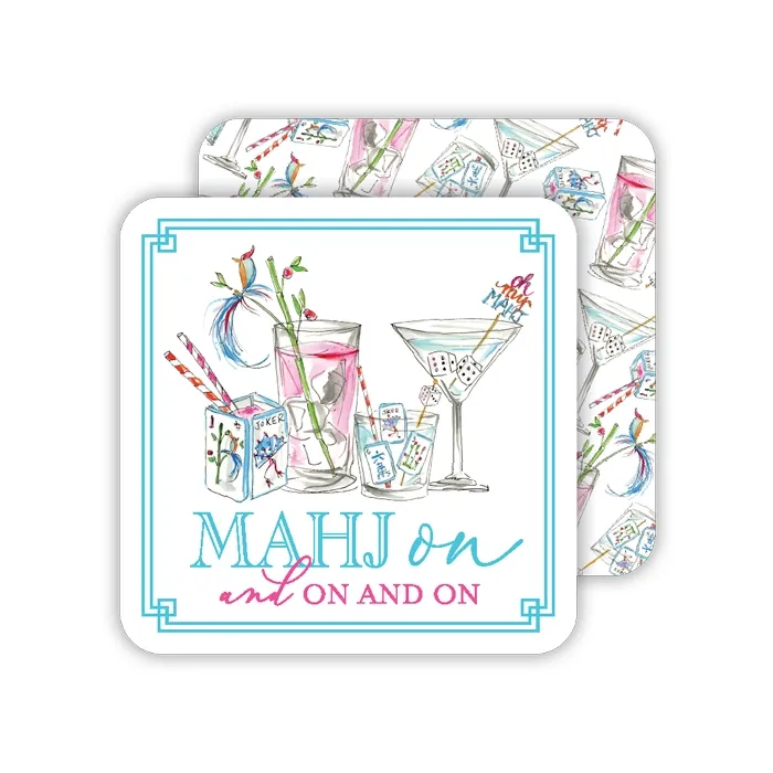 Mahjong Cocktails Mahj On and On and On| Square Coaster