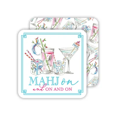 Mahjong Cocktails Mahj On and On and On| Square Coaster