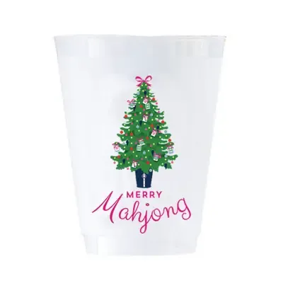 Merry Mahjong | Set of 8 Frost Flex Shatterproof Cups | 16 oz