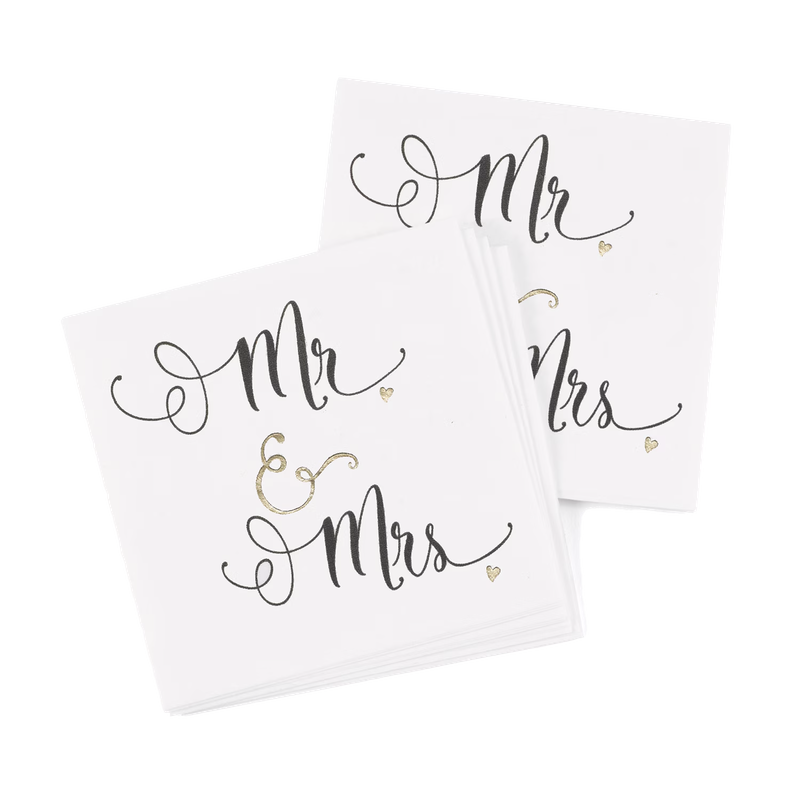 Mr. &amp; Mrs. Cocktail Napkin - Wedding Beverage Napkin