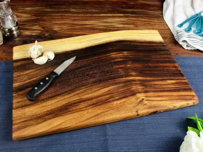 Live Edge Hardwood Square End Cutting Board | Large