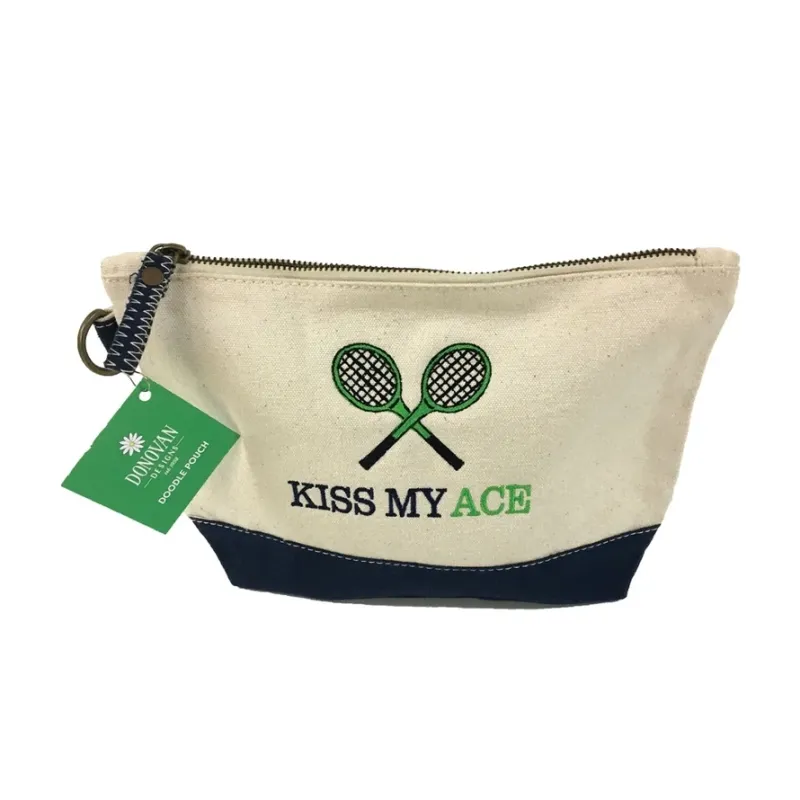 “Kiss My Ace” Embroidered on this 11x7x3, 100% cotton bag