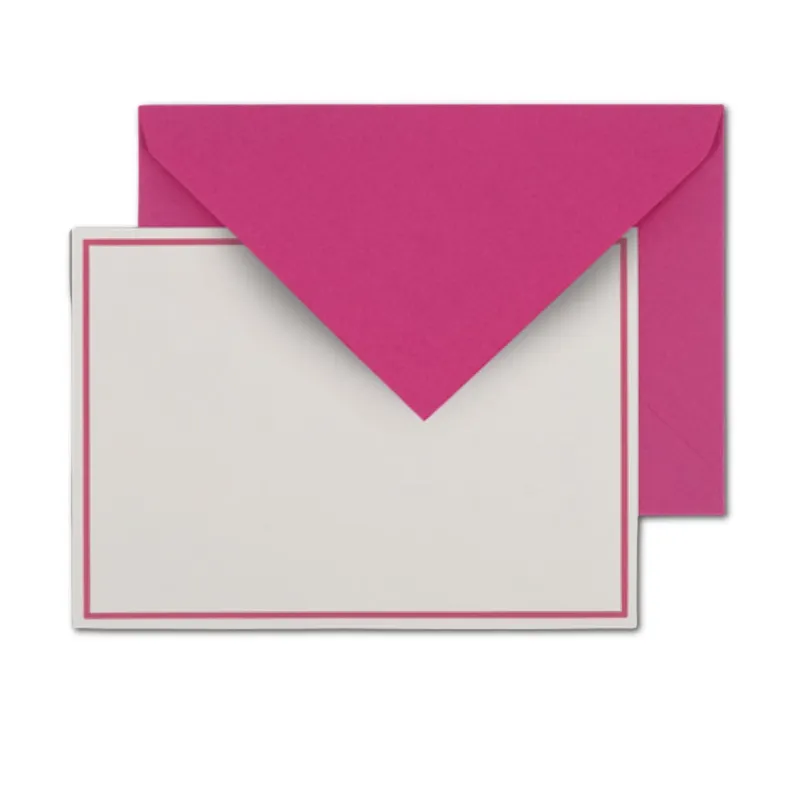 G. Lalo Bordered Everyday Correspondence Set | Raspberry Flat Notes
