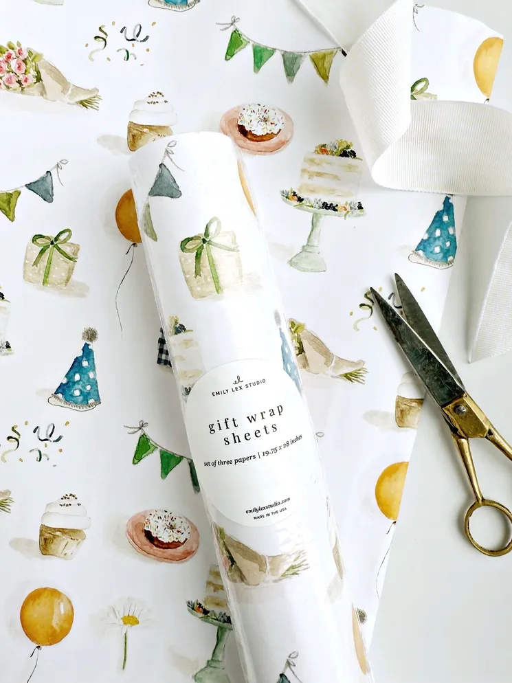 Celebrate Gift Wrapping Paper | Artist Drawn